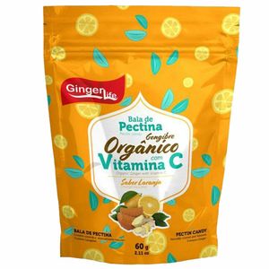 Bala de Pectina Gengibre Orgânico e Vitamina C Sabor Laranja