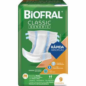 Fralda Geriátrica Biofral Classic Generic M c/ 9 Unidades