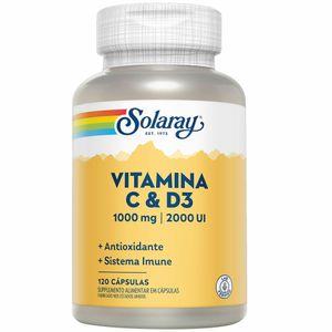 Vitamina C +D3 Solaray 1000mg/2000UI 120 Cápsulas