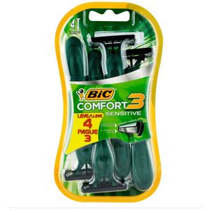 Aparelho Descartável para Barbear Comfort 3 Sensitive Bic Cartela Leve 4 Pague 3 Unidades