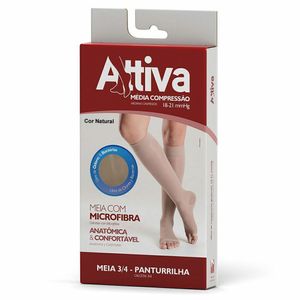 Meia 3/4 Média Compressão 18-21 Sem Ponteira GG Natural