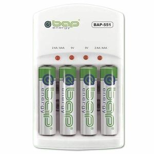 Carregador Pilhas Aa Bap Energy 4 Unidades