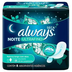 Absorvente Always Noite Ultrafino Malha Seca Abas 8 unidades