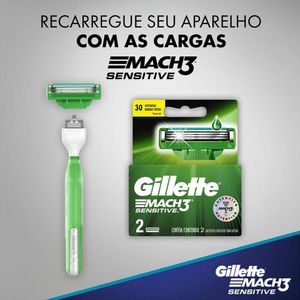 Kit Gillette Mach3 Sensitive Acqua Grip Aparelho de Barbear + 3 Cargas + Gel de Barbear Complete Defense 72ml