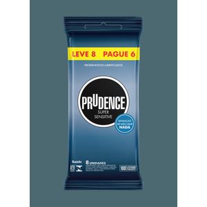 Preservativo Super Sensitive Prudence Leve 8 unidades Pague 6 unidades