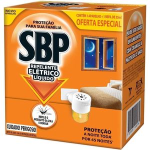 Repelente Elétrico Aparelho e Refil SBP 45 Noites com 35ml
