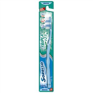 Escova Dental Sorriso Tripla 1 2 3 Macia 1 unidade