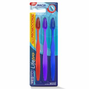 Escova Dental Adulto Medfio Life Pro Macia 3x1