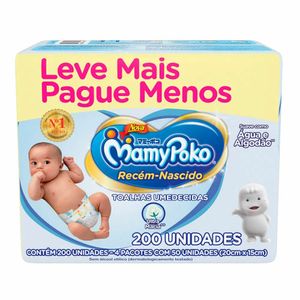 Toalhas Umedecidas Mamypoko Recém Nascido 200 unidades