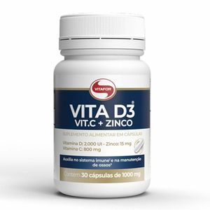 Vitamina D3 +Vitamina C +Zinco Vita D3 Vitafor 30 Cápsulas