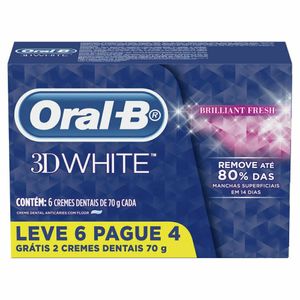 Kit 6x70g Cremes Dentais Oral-B 3D White Brilliant Fresh