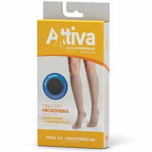 Meia 3/4 Alta Compressão 20-30 Com Ponteira Preta M Attiva
