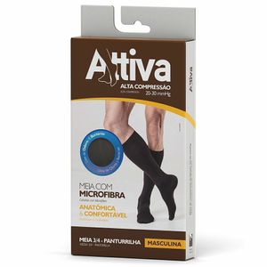 Meia Masculina 3/4 Alta Compressão Attiva 20-30 Com Ponteira Natural M 1 Unidade