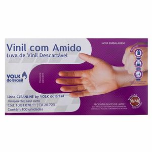 Luva de Procedimento em Vinil com Amido 100 unidades Volk M