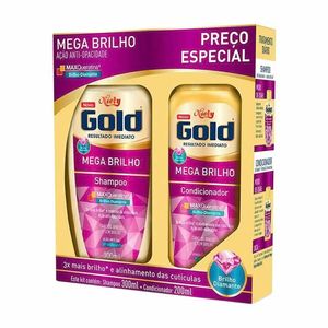 Kit Niely Gold Mega Brilho Shampoo 300ml+Condicionador 200ml
