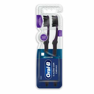 Escova Dental Oral-B Advanced 5 Ações com Carvão Macia 2 unidades