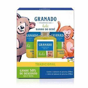 Kit Banho Bebê Sabonete Líquido Trad Granado 250ml+2 Refis