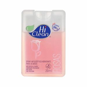 Álcool Spray Antisséptico Hidratante 20ml Hi Clean Rosas