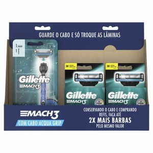 Kit 2 Aparelhos Gillette Mach3 Acqua-Grip+ 4 Cargas