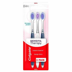 Kit 3 Escovas Dentais Colgate Gengiva Therapy Macia