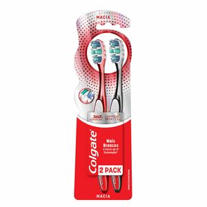 Kit 2 Escovas Dentais Colgate Luminous White 360 Macia