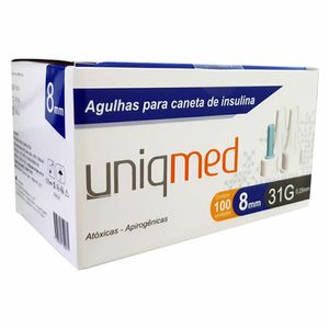 Agulha Uniqmed Universal Curta 31G 8mm c/100 Agulhas