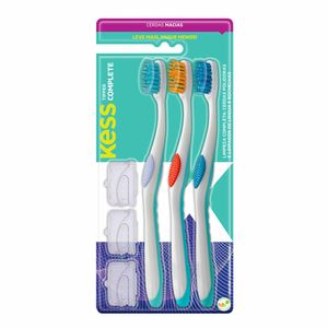 Escova Dental Kess Complete Tipper 3 Unidades+Capa Protetora