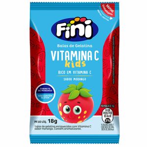 Bala Fini Gelatinas Bem Estar Vit C Morango 18g