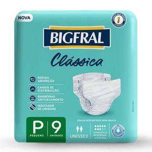 Fralda Geriátrica Adulto Bigfral Clássica P c/9 Unidades