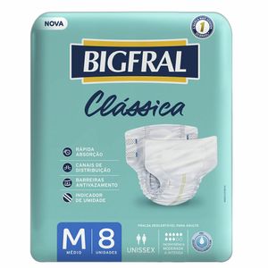 Fralda Geriátrica Adulto Bigfral Clássica M 8 Unidades