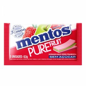 Chiclete Mentos Pure Fruit Morango +Maçã +Framboesa 8,5g