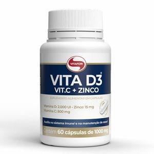 Vitamina D3 +Vitamina C +Zinco Vita D3 Vitafor 60 Cápsulas