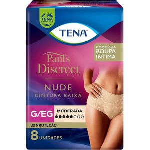 Roupa Íntima Tena Pants Discreet Nude Tamanho G/EG 8 Unids