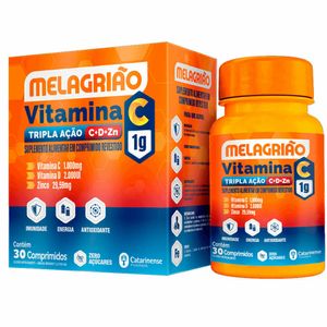 Melagrião Vitamina C 1g Tripla Ação 30 Comprimidos