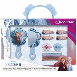 Kit Condor Frozen II (Espelho, Pente, 8 Elásticos, 4 Presilhas)
