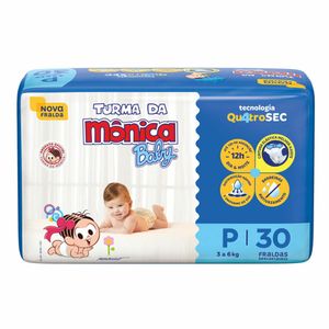Fralda Turma da Mônica Baby P 30 unidades