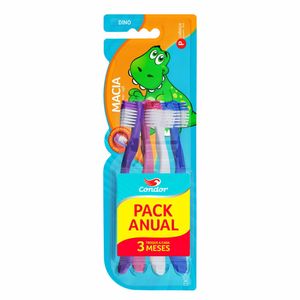 Escova Dental Infantil Condor Dino P Macia 4 unidades