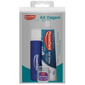 Kit Viagem PowerDent Creme Dental+ Escova+ Fio Dental