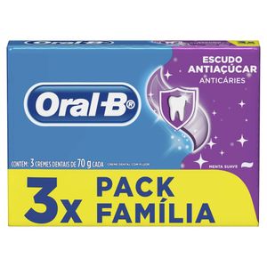 Kit 3x70g Creme Dental Oral-B Escudo AntiAçúcar Anticáries