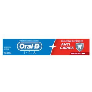 Creme Dental Oral B 123 Anticáries Menta Suave 70g