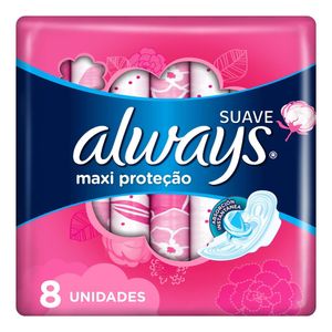 Absorvente Always Maxi Proteção Suave Abas 8 unidades