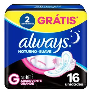 Absorvente Always Noturno Noites Tranquilas Suave Abas 16 unidades