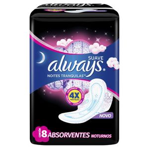 Absorvente Always Noturno Noites Tranquilas Suave Abas 8 unidades