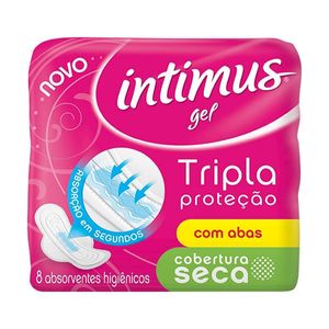 Absorvente Intimus Gel Tripla Proteção Cobert Seca Abas 8un