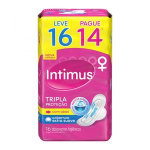 Absorvente Intimus Gel Tripla Proteção Cobert Suave Abas 16un