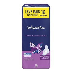 Absorvente Sempre Livre Adapt Plus Noite e Dia Abas 16 unidades