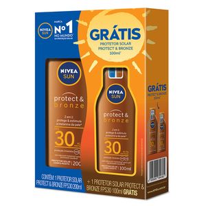 Kit Protetor Solar Nivea Sun Protect Bronz FPS30 200ml+100ml