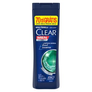 Clear Men Anticaspa Limp Diária 2 Em 1 Lv 400ml Pg 330ml