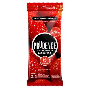 Preservativo Prudence Cores e Sabores Morango 6 Camisinhas