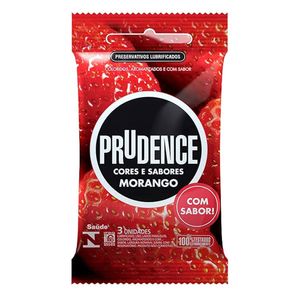 Preservativo Prudence Cores e Sabores Morango 3 Camisinhas